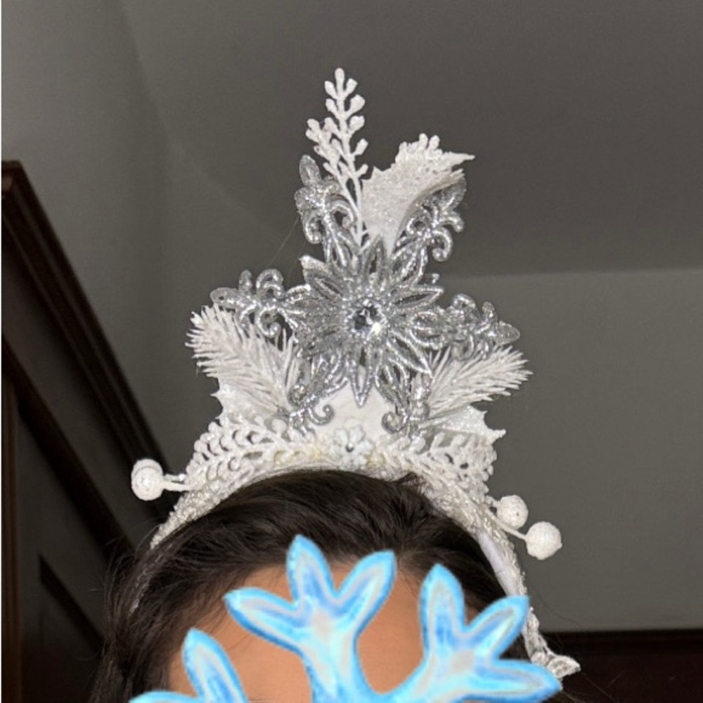 Handmade Ice Queen Fascinator White and Silver Costume Headband Snow Princess